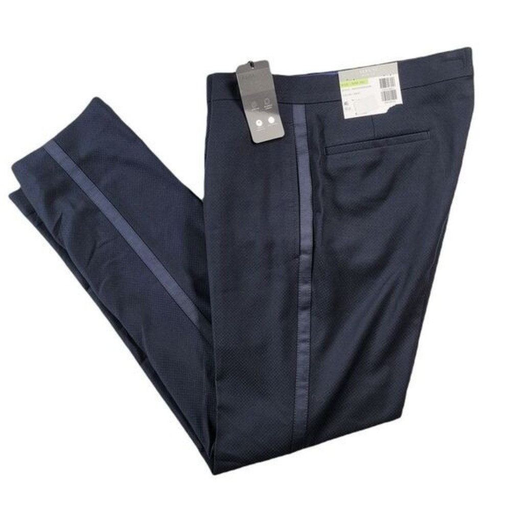Alfani Slim-Fit Tuxedo Pants Mens 30x30 Stretch Navy Blue $135 NEW